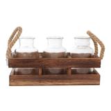 Conjunto 3 Garrafas de Vidro com Suporte de Madeira 13cm Concepts Life