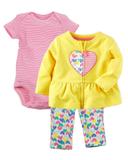 Conjunto 3 peças Carters Inverno Coração Amarelo - Carters