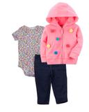 Conjunto 3 Peças Carters Inverno Pom-Pom Rosa