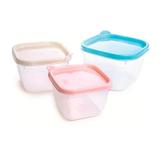 Conjunto 3 Potes Conect Quadrado Plasutil