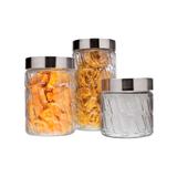 Conjunto 3 Potes de Vidro com Tampa Inox Mosaico Euro
