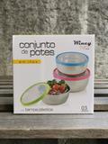 Conjunto 3 Potes Inox Com Tampa Guardar Alimentos Geladeira - Wincy