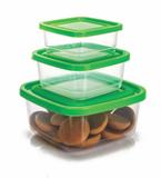 Conjunto 3 Potes Quadrado Prime c/ Tampa Plástico 270 / 550 / 1300 ml - 123429 - Ercaplast