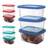 Conjunto 3 Potes Retangular Prime c/ Tampa Plástico 520 ml - 123433 - Ercaplast