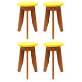 Conjunto 4 Banquetas Colors de Madeira Amarelo - Ms design