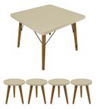 Conjunto 4 Banquinhos + Mesa Infantil Criança Madeira MDF - Móveis bolzan