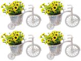 Conjunto 4 Bicicleta Girassol Arranjo Flor Artificial - Flordecorar