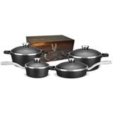 Conjunto 4 Caçarolas Tampas Alumínio + Caixa Madeira 8651 Mta