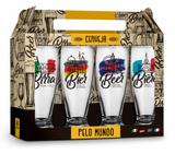 Conjunto 4 copos munich - cerveja pelo mundo - Brasfoot