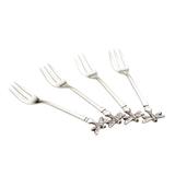Conjunto 4 Garfos De Latão Libélula Prateado 13Cm - 2097 - Lyor