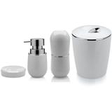 Conjunto 4 Peças Bancada Banheiro Lavabo Com Lixeira - Branco - Ou