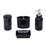 Conjunto 4 Peças para Banheiro de Cerâmica Royal Preto 27,2cmx21,4cmx7,6 Rojemac