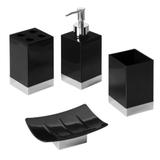 Conjunto 4 Peças Suporte Escova de Dentes + Creme Dental + Porta Sabonete Líquido + Saboneteira - Pratk - Prat-k