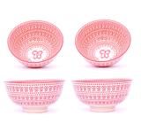 Conjunto 4 Tigelas Bowl Cumbuca Decorado 300ml Borboletas Laranja - Santa cecilia
