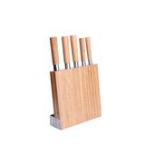 Conjunto 5 facas de cozinha em inox e bambu com cepo em bambu - Dynasty