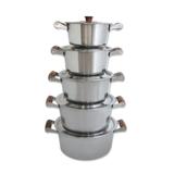 Conjunto 5 panelas caçarolas alumínio batido 3 mm com tampas - Pluglar