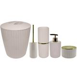 Conjunto 5 Peças Groove De Acessórios De Banheiro Lavabo Ou Bege Fechado