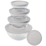 Conjunto 5 Potes de Vidro 7090 com Tampa Branco - Euro