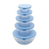 Conjunto 5 potes de vidro transparente e tampa de plástico Azul Bon Gourmet - 25622(1)
