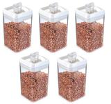 Conjunto 5 Potes Herméticos Quadrados Acrílico 2,3 Lts - Injeplastec
