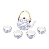 Conjunto 5Pc P/Chá De Porcelana Munique Azul - 68308 - Lyor