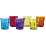 Conjunto 6 copos de vidro coloridos para Whisky Aras Coral 305ml - Mimo