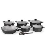 Conjunto 6 Panelas Forno Fogão Premium Revestidas em Cerâmica Antiaderente e Alum. Fundido Preta - Aluminios j.r