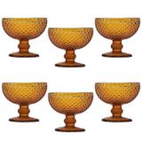 Conjunto 6 Peças Taça para Sobremesa de Vidro Bico de Jaca 300ml Rojemac Âmbar