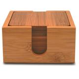 Conjunto 6 porta copos quadrado em bambu com suporte - Tyft