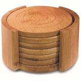 Conjunto 6 porta copos redondo em bambu com suporte - Tyft