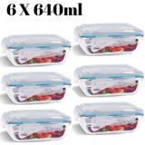 Conjunto 6 Pote Vidro Hermético Marmita Tampa 4 travas 640ml - Casa linda