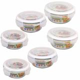 Conjunto 6 Potes Redondos de Vidro Herméticos Super Vedação - Univendas