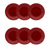 Conjunto 6 Pratos De Sobremesa Oxford Veludo Cerâmica 20cm Bordô