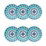 Conjunto 6 Pratos Fundos Oxford Lola Cerâmica 22cm Azul