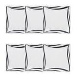 Conjunto 6 Pratos Quadrados P/ Sobremesa Oxford Nara Wave 21Cm Porcelana