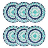 Conjunto 6 Pratos Rasos Oxford Lola Cerâmica 24cm Azul