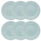 Conjunto 6 Pratos Rasos Oxford Serena Essence Cerâmica Azul