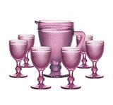 Conjunto 6 Taças Bico de Jaca 255 ml + 1 Jarra de Bico de Jaca Lilás 1 Litro - Dfs-ro