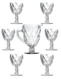 Conjunto 6 Taças De Água Diamante Tiffany + Jarra 1 Litro - Class home
