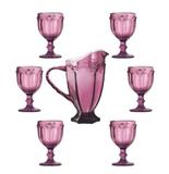 Conjunto 6 Taças De Água Libélula Lilás + Jarra 1 Litro - Decore fácil shop