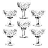 Conjunto 6 taças para sobremesa de cristal prisma 260ml lyor