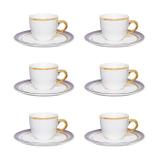 Conjunto 6 Xícaras Café Oxford Coup Glam 75ml Com Pires Porcelana