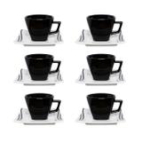 Conjunto 6 Xícaras Café Oxford Nara Wave 75ml Com Pires Porcelana