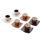 Conjunto 6 xícaras de café e pires de porcelana Stripes 90ml - Bon gourmet