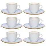 Conjunto 6 Xícaras De Café Oxford Coup Celeste Porcelana Azul