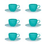 Conjunto 6 Xícaras De Café Oxford Ryo Time 75ml Com Pires Porcelana