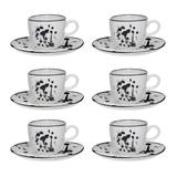 Conjunto 6 Xícaras De Chá Oxford 220ml Com Pires Porcelana Art Ryo