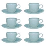 Conjunto 6 Xícaras De Chá Oxford Ryo Blue Bay 220ml Com Pires