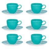Conjunto 6 Xícaras De Chá Oxford Ryo Time 220ml Com Pires Porcelana