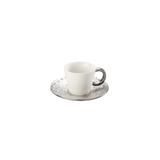 Conjunto 6 Xícaras P/Chá C/Píres De Porcelana Super White Drop 200Ml - 8113 - Lyor